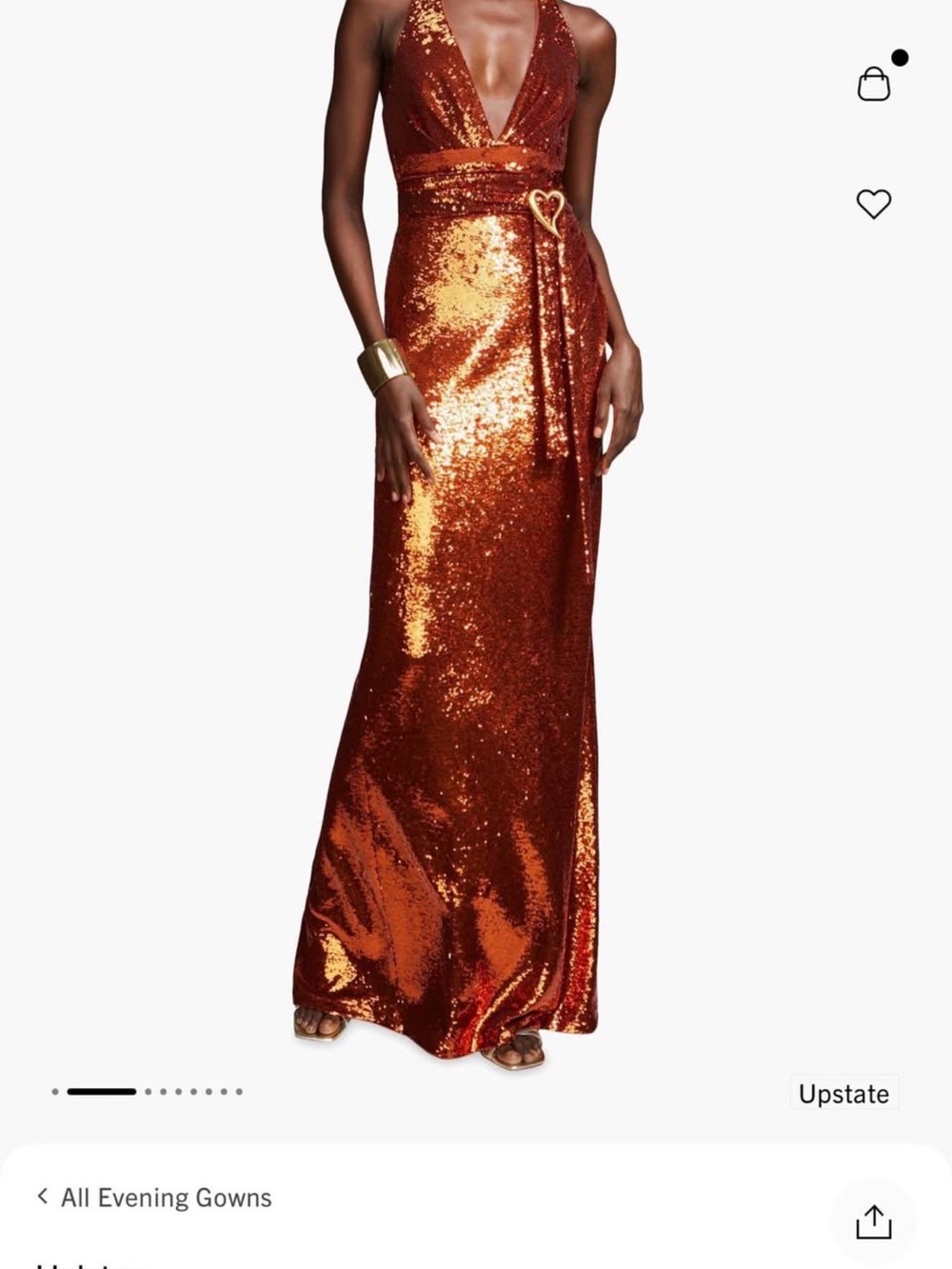 Halston Heritage Copper Sequin Wrap Maxi Skirt